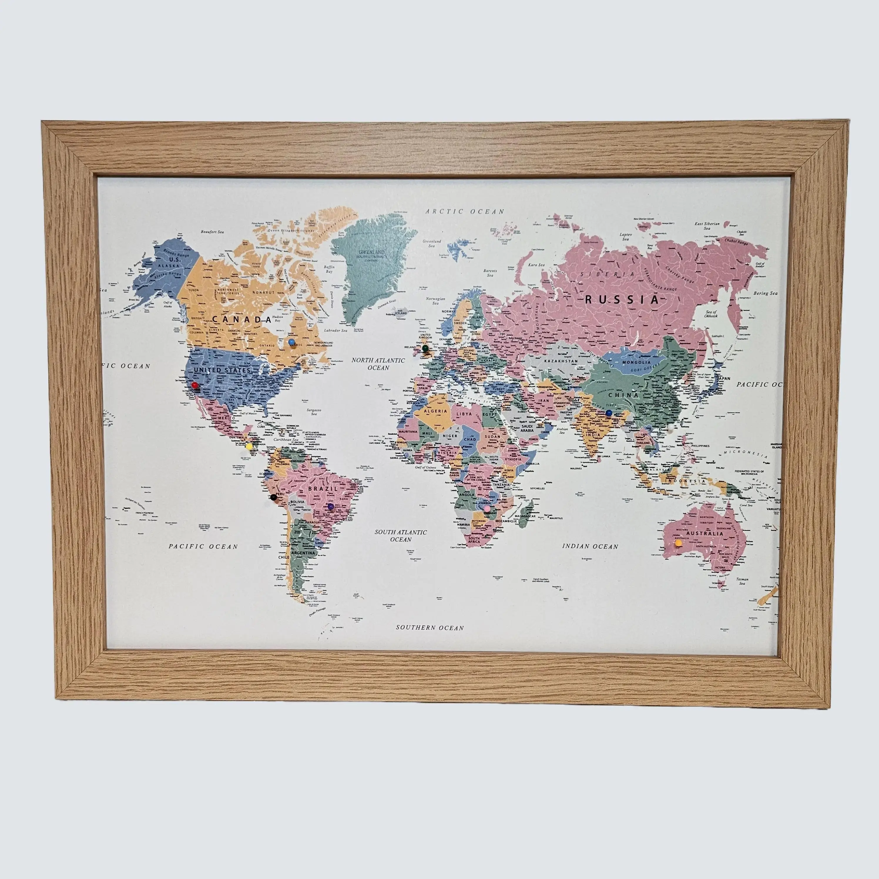 Adventure Atlas: Vintage-Inspired Framed World Travel Map with Pastel Shades and Nostalgic Design