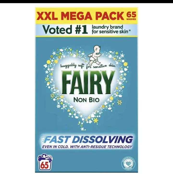 FAIRY 65 WASH NON BIO WASHING POWDER - Gentle Skin Baby Skin Household Laundry Detergent - Cleaning 4