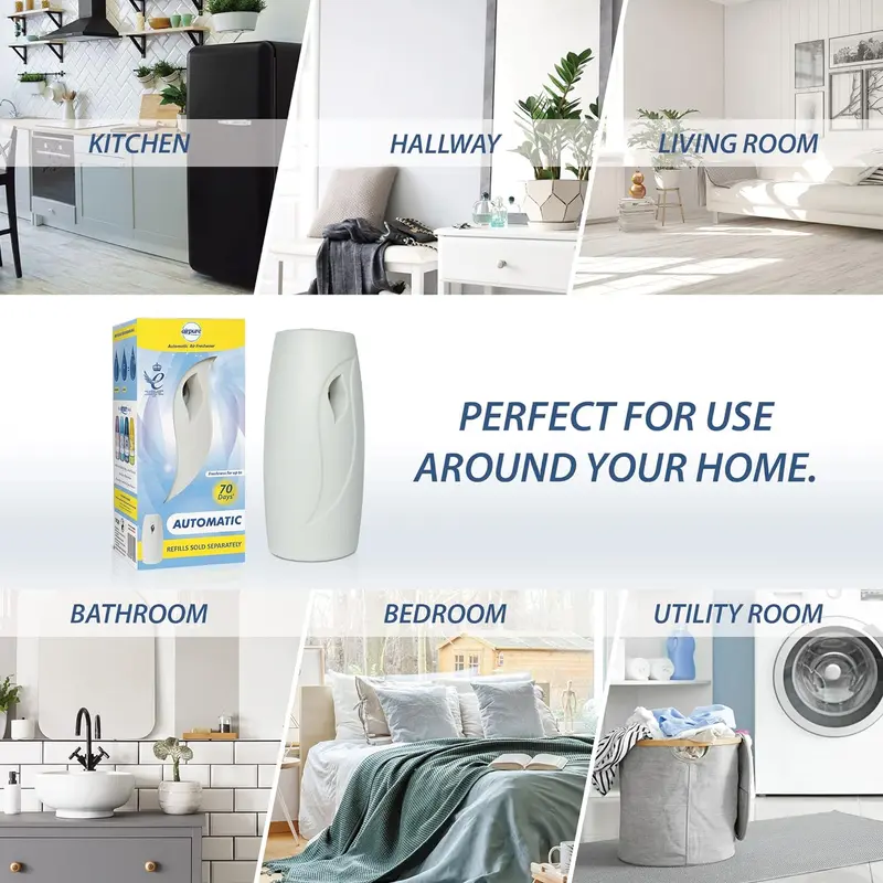 AirPure Automatic Air Freshener Kit with 3 Refills, Machine, Extra Battery, Vegan Friendly- Household Appliance Pack Set 2