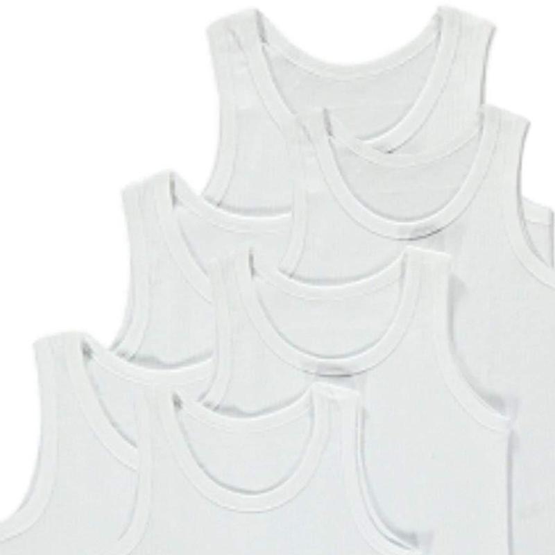 Boys/Girls Pack of 6 Vests | 100% Pure Cotton Interlock Vests | School Uniform PE Underwear in White 2