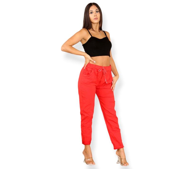 Women's Ladies Stretch Plain Magic Pants Comfy Lagenlook Trousers Magic Stretchy Crushed Italian Joggers Casual Fabric 4