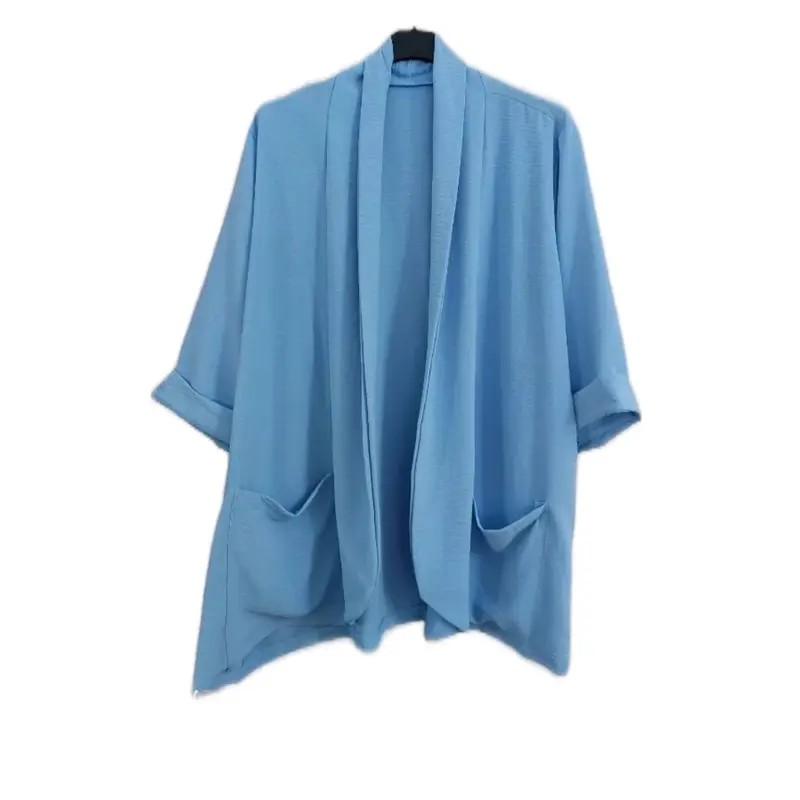Women’s  Lightweight Duster Jacket Double Pocket Blazer Jacket  Casual Comfort Fit Summer Cardigan  Two Pockets 12-24Womenswear Jacket Tops Polyester Dress Coats Piece Outerwear Sleeve 2