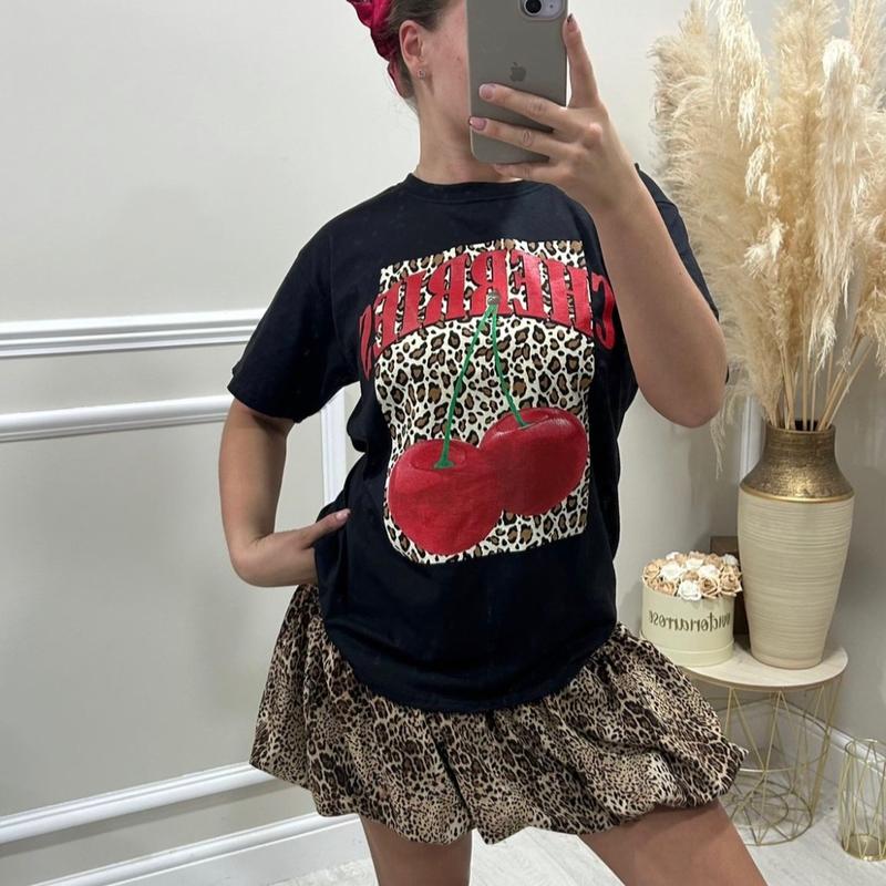 Leopard cherry oversized top  Womenswear Comfortable 7