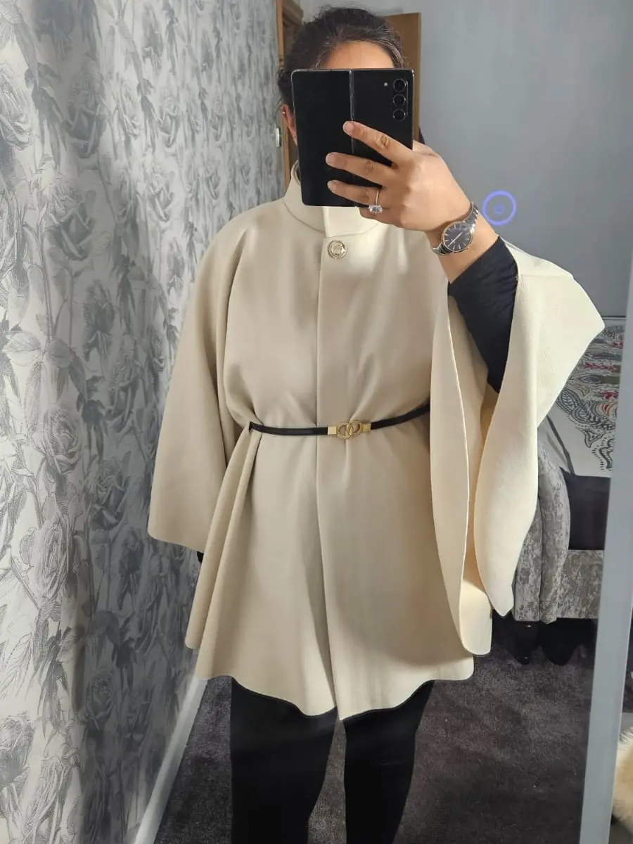 Women’s Belted Cape Plain Poncho For Ladies Oversized Shawl Wrap Fashionable Elegant Scarf Coat Sweater Open Front Warm Winter Women Cardigans UK 8-16