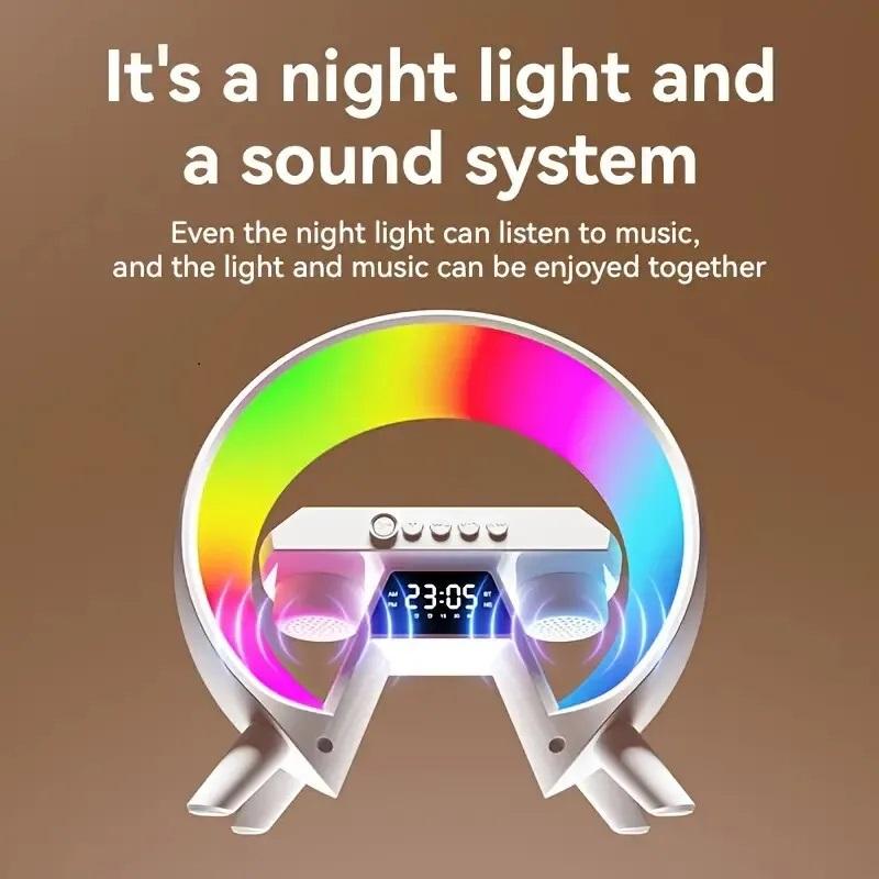 LED Smart Wireless Charger Clock Alarm Night Light Lamp Bluetooth Speaker RGB Audio USB Charging Rechargeable Button Computer chargers   Smartphone 3