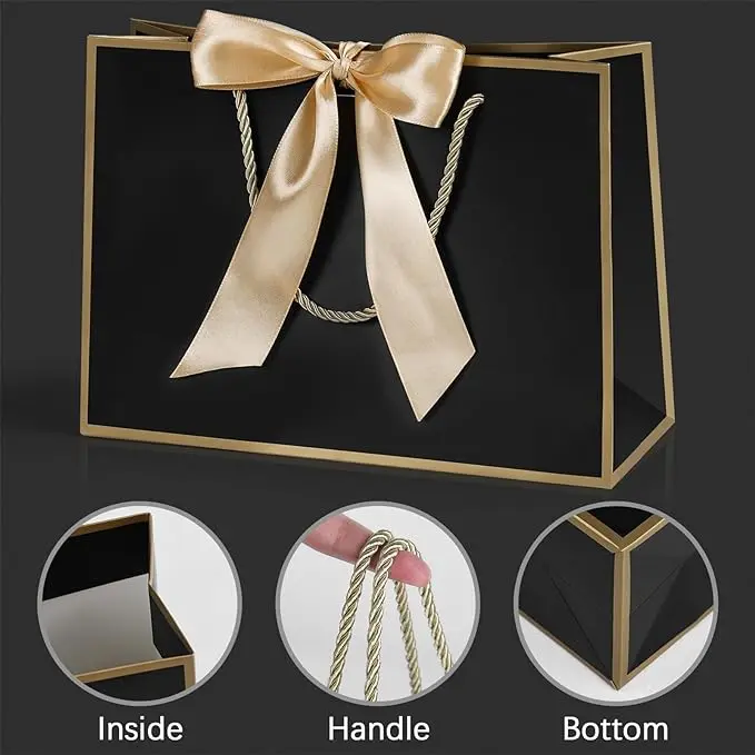 Gift Bags Medium, 2Pcs Paper Gift Bag with 4 Tissue Papers and 2 Cards, Present Bags with Handles for Women Girls Bridesmaid Birthday Valentines Wedding Party best for gifts and daily use 1