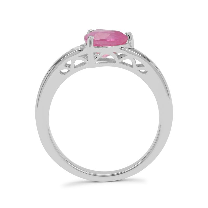 Ilakaka Hot Pink Sapphire & White Zircon Silver Ring 2