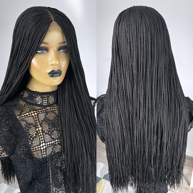 Micro Box Braided Wig - Micro Braids Wig - Braided Wigs for Women - #1b 4