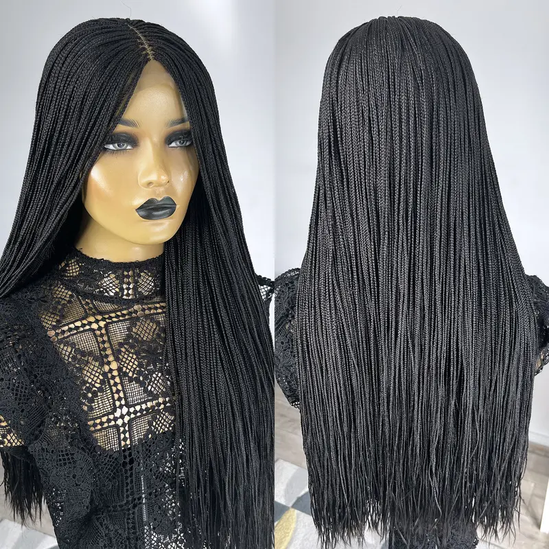 Micro Box Braided Wig - Micro Braids Wig - Braided Wigs for Women - #1b 3