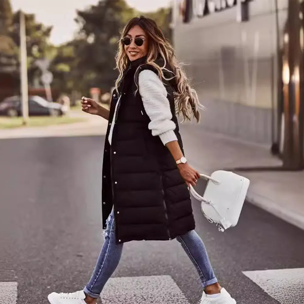 Cozy Fluffy Vest Jacket - Women's Sleeveless Mid-Length Warm Gilet Vests for Fall & Winter - Soft, Lightweight, and Casual Womenswear Comfort Tops Summer Basic Hoodie Minimalist