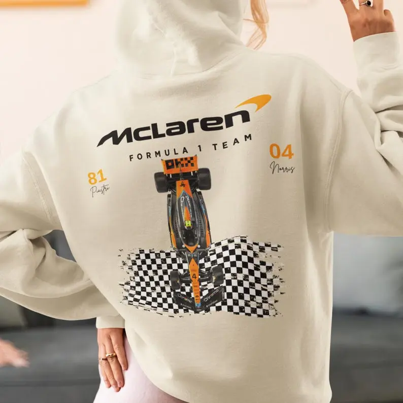 Lando Norris and Oscar Piastri Mclaren 2025 Hoodie F1 Merch Mclaren F1 Racing Hooded Sweatshirt Inspired Formula One Aesthetic Fan Gift Idea Women & Men, Crewneck Casual Shirt, Top Style Sweatshirt