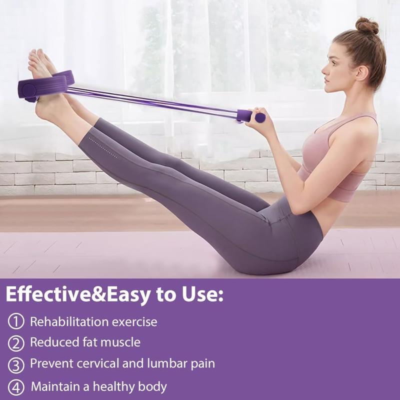 Multifunction Resistance Training, 4 Tube Pedal Resistance Band, Sit-up Pull Rope Fitness, Tension Rope Sport Trainer, Tummy Trimmer, Home Gym Equipment for Women/Men pull  rope tight  rope 6