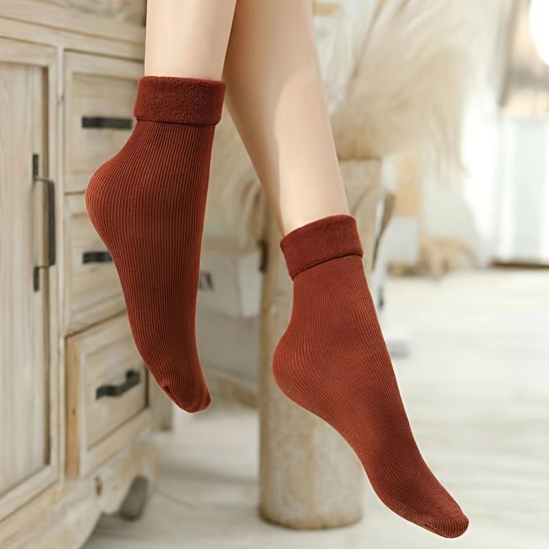Product Introduction of 4 Pairs Soft Thermal Snow Socks, Casual & Warm Cozy Fleece Lined Winter Floor Socks, Women's Stockings & Hosiery Womenswear Underwear Basic Minimalist 5