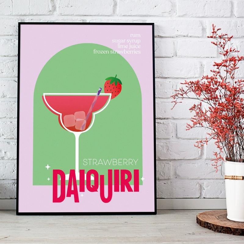 Cocktail Prints, wall prints, bar posters, bar cart, home decor prints, Cocktail posters,cocktail recipes, mixology prints Decoration Photo 4