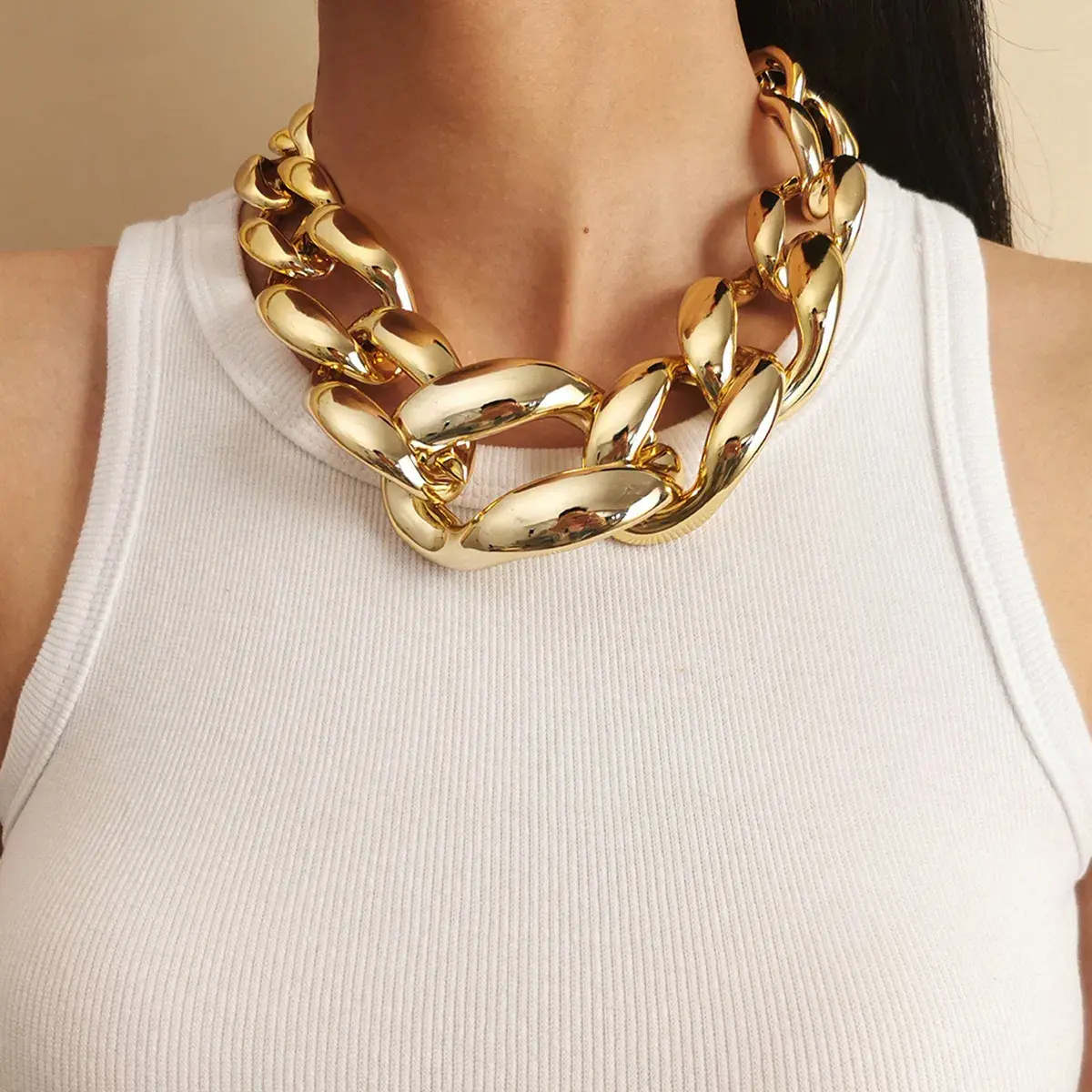 Thick CCB Material Exaggerated Big Choker Necklace Collar for Women Hiphop Chunky Chain Necklaces on the Neck Egirl Jewelry