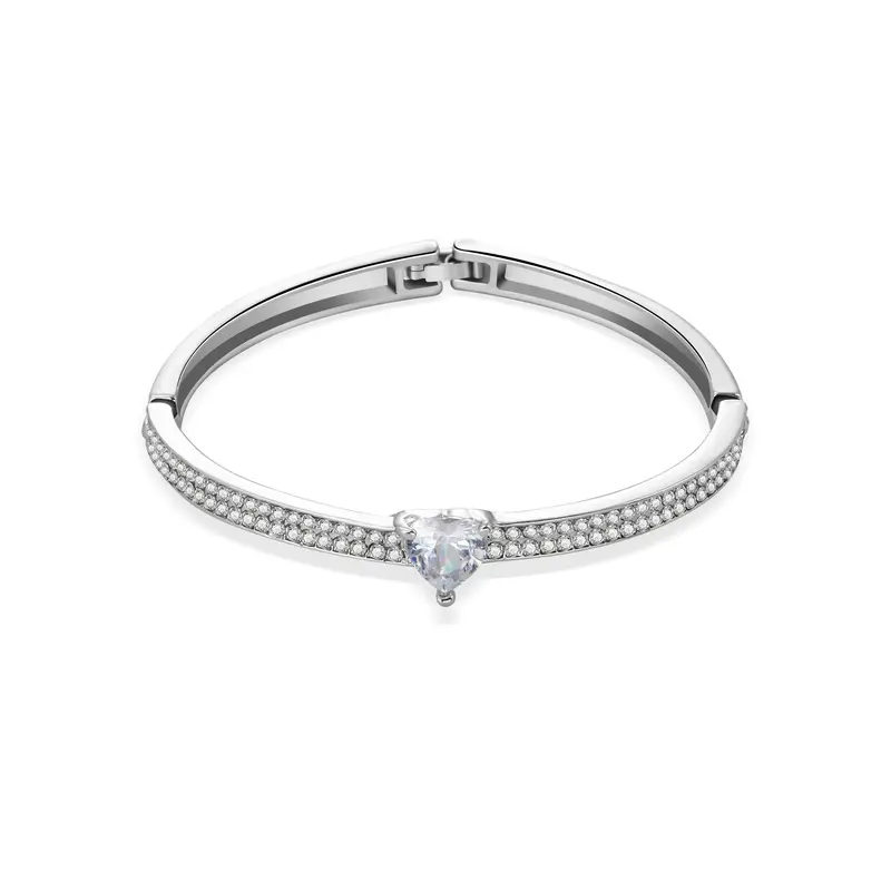 Silver Tone Heart Crystal Bangle and Earrings Set - UK SELLER 3