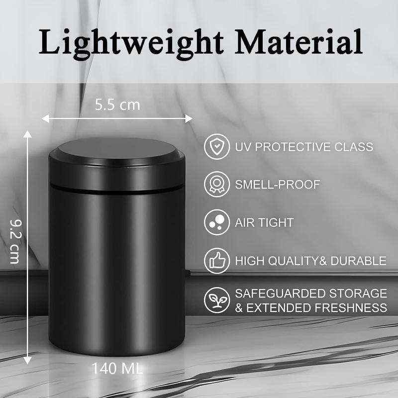 Smell Proof Container, solid colour airtight aluminium metal sealing jar for herbal tea coffee spices sugar storage canister 140ML Bottles Lightweight Tin Organiser 3