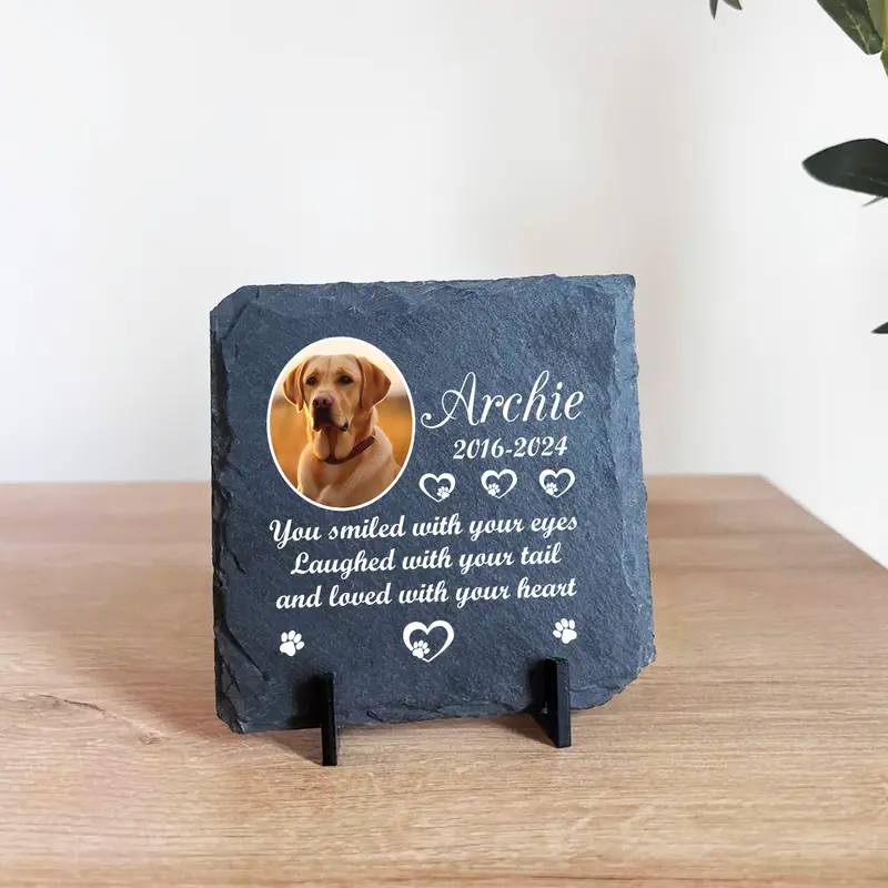 Personalised Pet Memorial Plaque with Photo and Text Slate 5