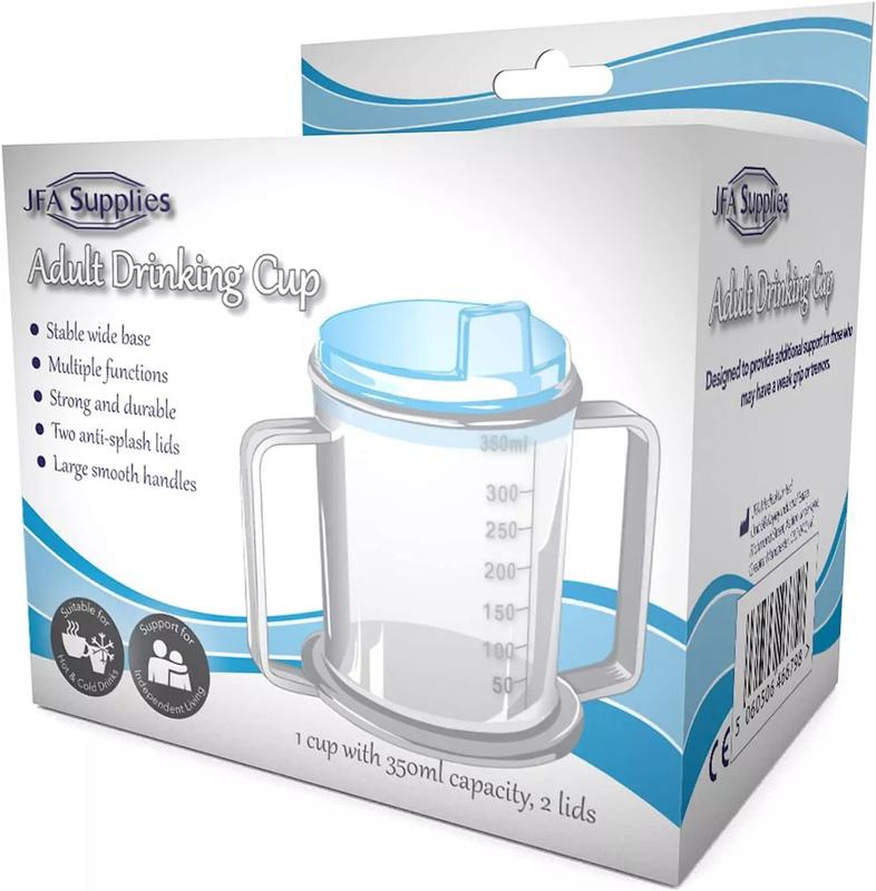 Disabled Adults Drinking Cup – Easy Grip Beaker with Spill-Proof Travel Lid, Sippy Cup for Elderly, Special Needs & Disability, Anti-Spill Adaptive Mug for Hot & Cold Drinks, Lightweight & Ergonomic Handle for Arthritis, Dementia & Mobility Support 1