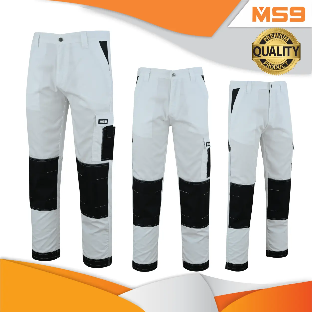 MS9 Men's Cargo Combat Trouser Trousers Pants Jeans with Multifunctional Pockets Menswear Uniform S1 white Cotton Fabrics  Polyester Underwear