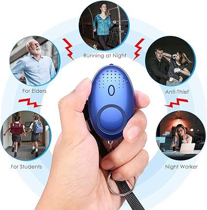 10 PCS Safety Keychain Set for Women and Kids, Self Defense Keychain Set with Safe Sound Personal Alarm, Loud Security Alarms Keychain with LED Light, Whistle, No Touch Door Opener (Blue) 5