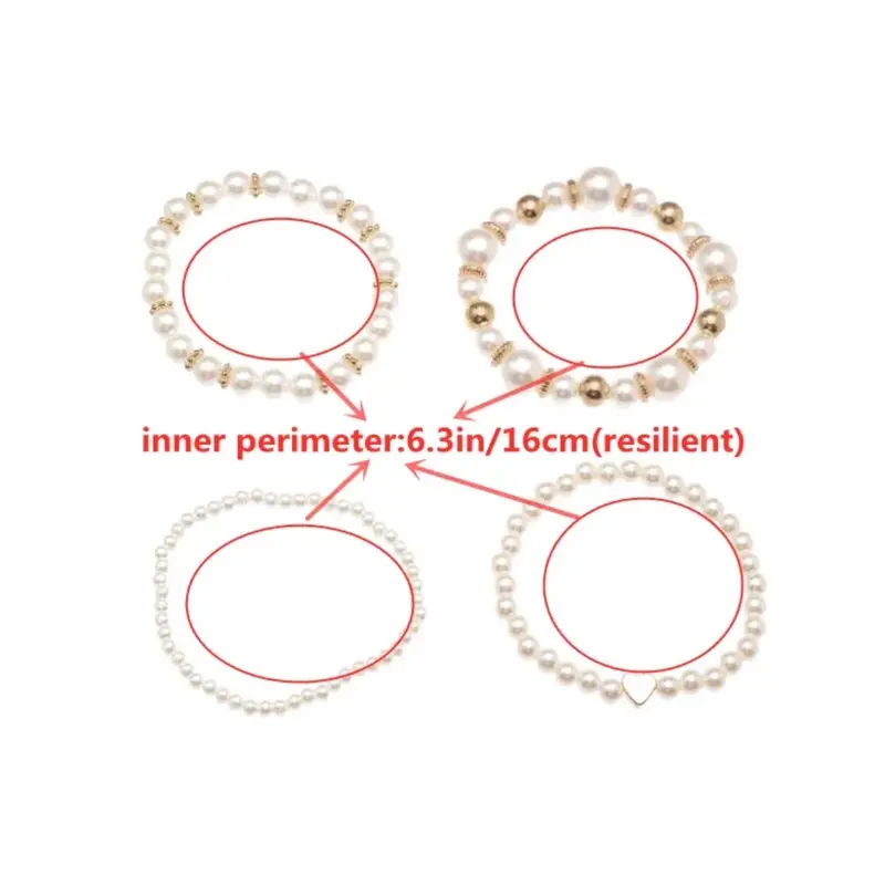 Golden Pearl Elegance Set 5pcs Bracelets 2