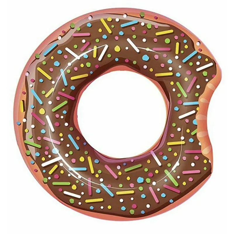 Giant Inflatable Brown Donut Rubber Swim Ring Pool Float Holiday 1
