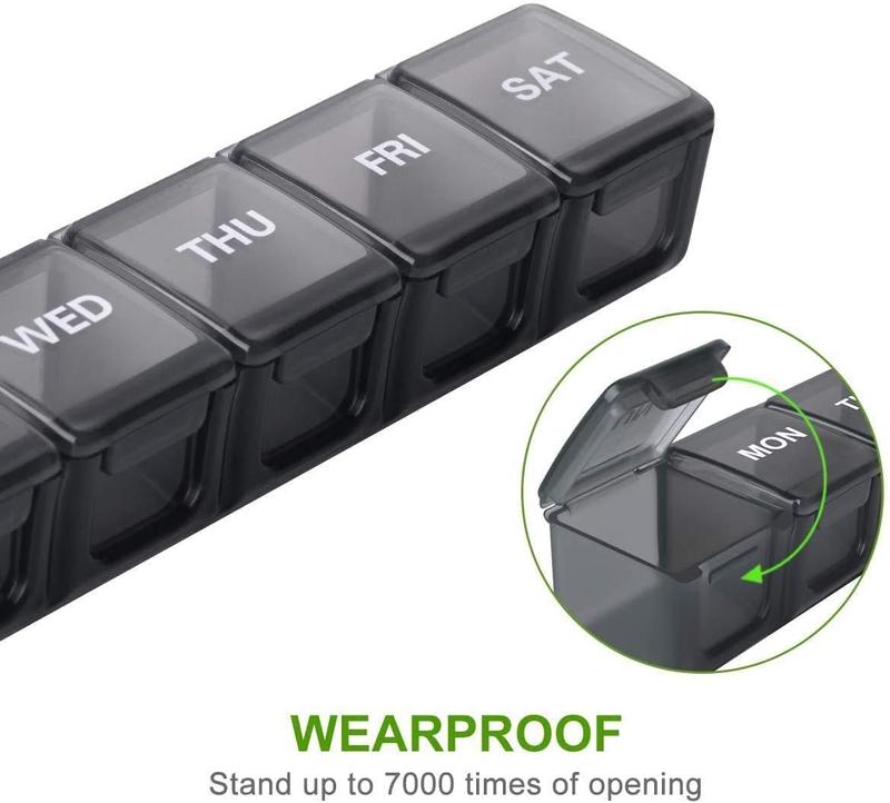 Pill Box Organiser 2PC, 7 Day 1 Times Extra Large Weekly Pill Organiser, BPA Free for Vitamins, Fish Oils, Travel, Supplements and Medication 3