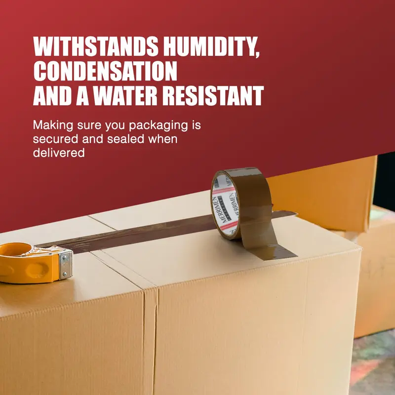 Merrimen Strong Heavy Duty Roll Pack Brown Packaging Tape, Secure Sticky Sealing Tape for Parcel Boxes, Moving Boxes, Large Postal Bags for Long Term Storage, (48MM x 66M) (3 rolls, Brown) 3