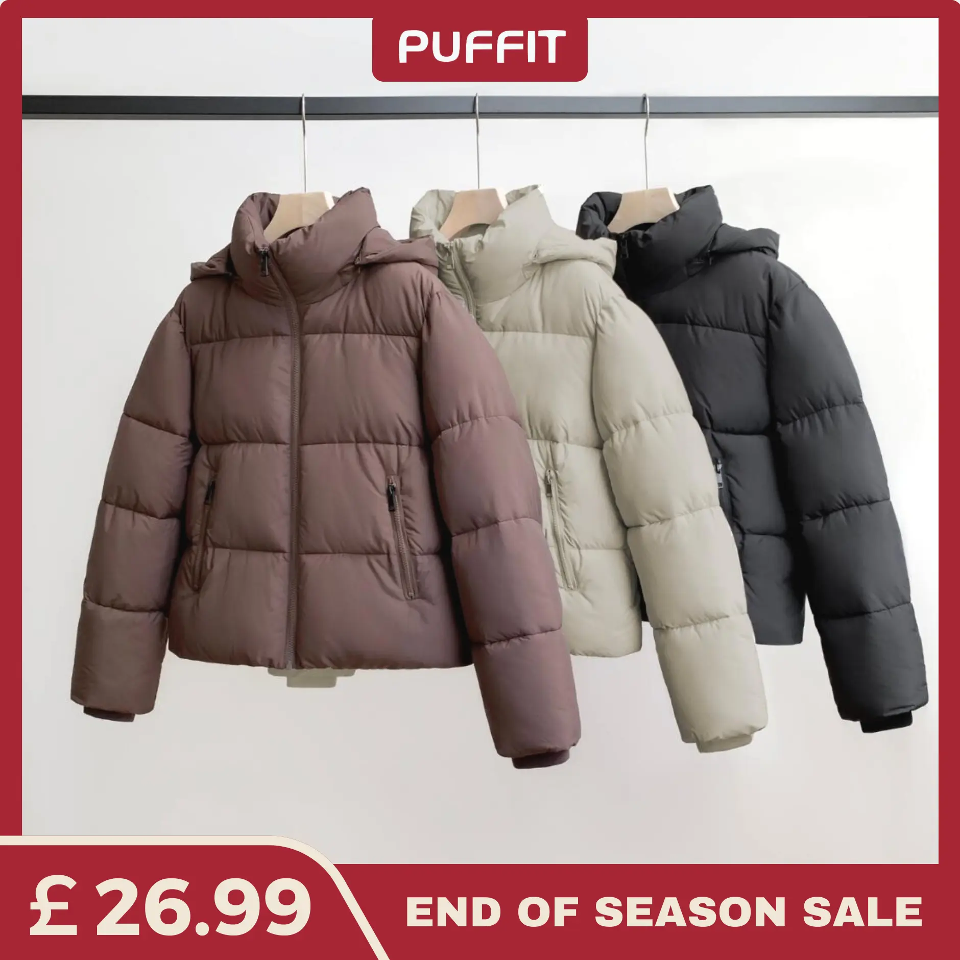 PUFFIT Fitted Detachable Hooded Puffer Jacket , Women Winter Basic Warm Coat with Removable Hood Zip Deep Pockets Go.G.G