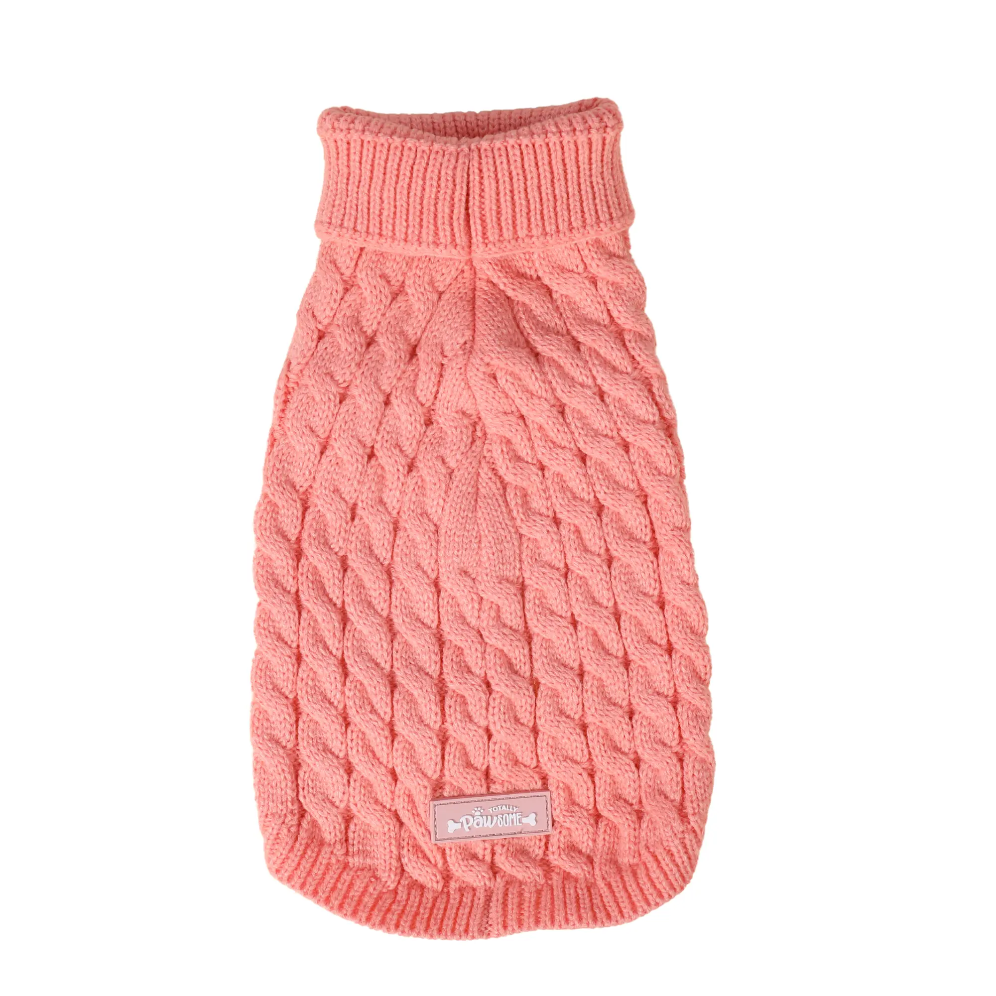 Warm Pink Cable Knitted Jumper for Dogs & Puppies - Totally Pawsome