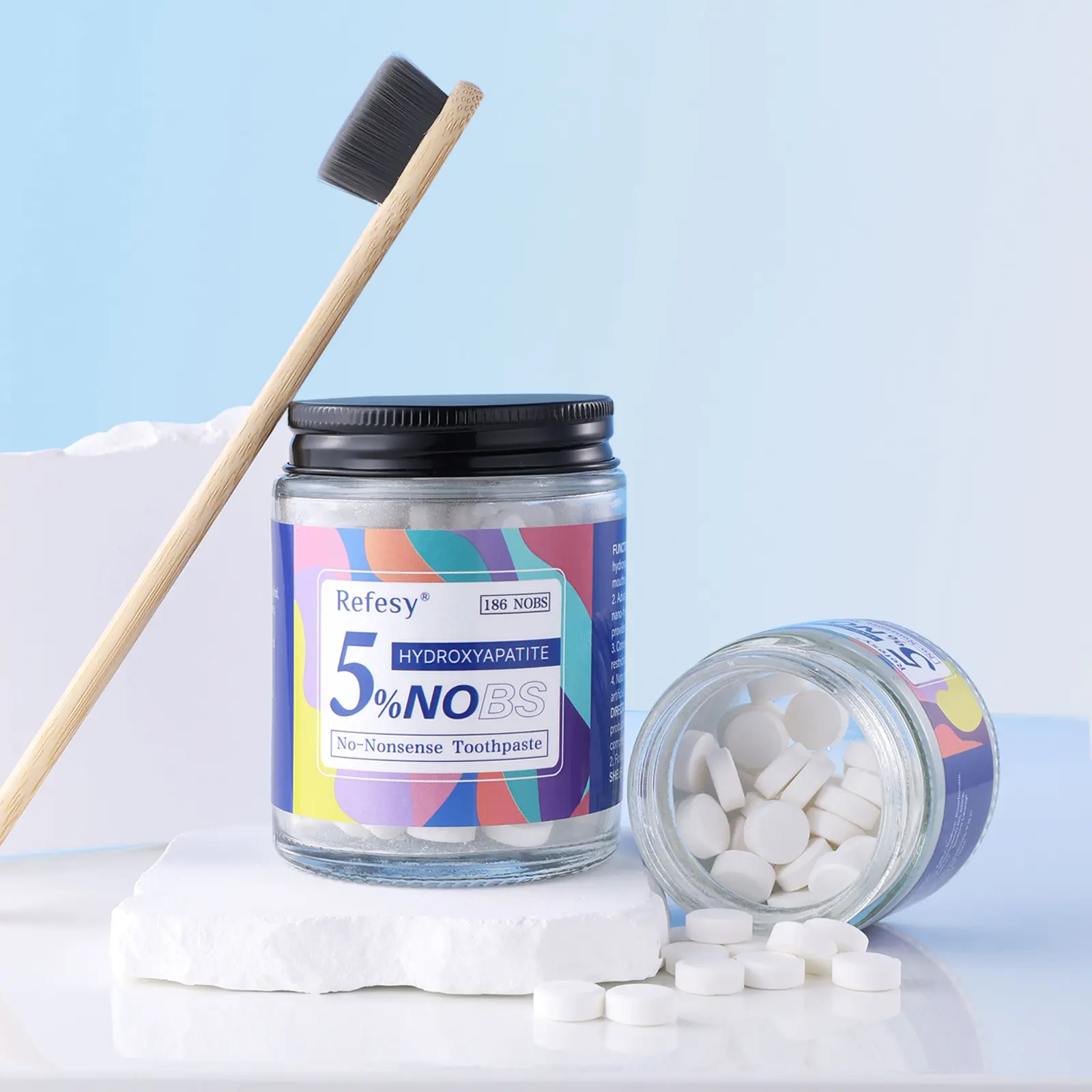 [Only £12.99!!!] Refesy Solid Teeth - brightening Toothpaste Tablets, Fluoride-Free, Eco-Friendly, Travel-Friendly, Long-Lasting Fresh Breath | Natural Oral Care(New and old packaging will be shipped at random)