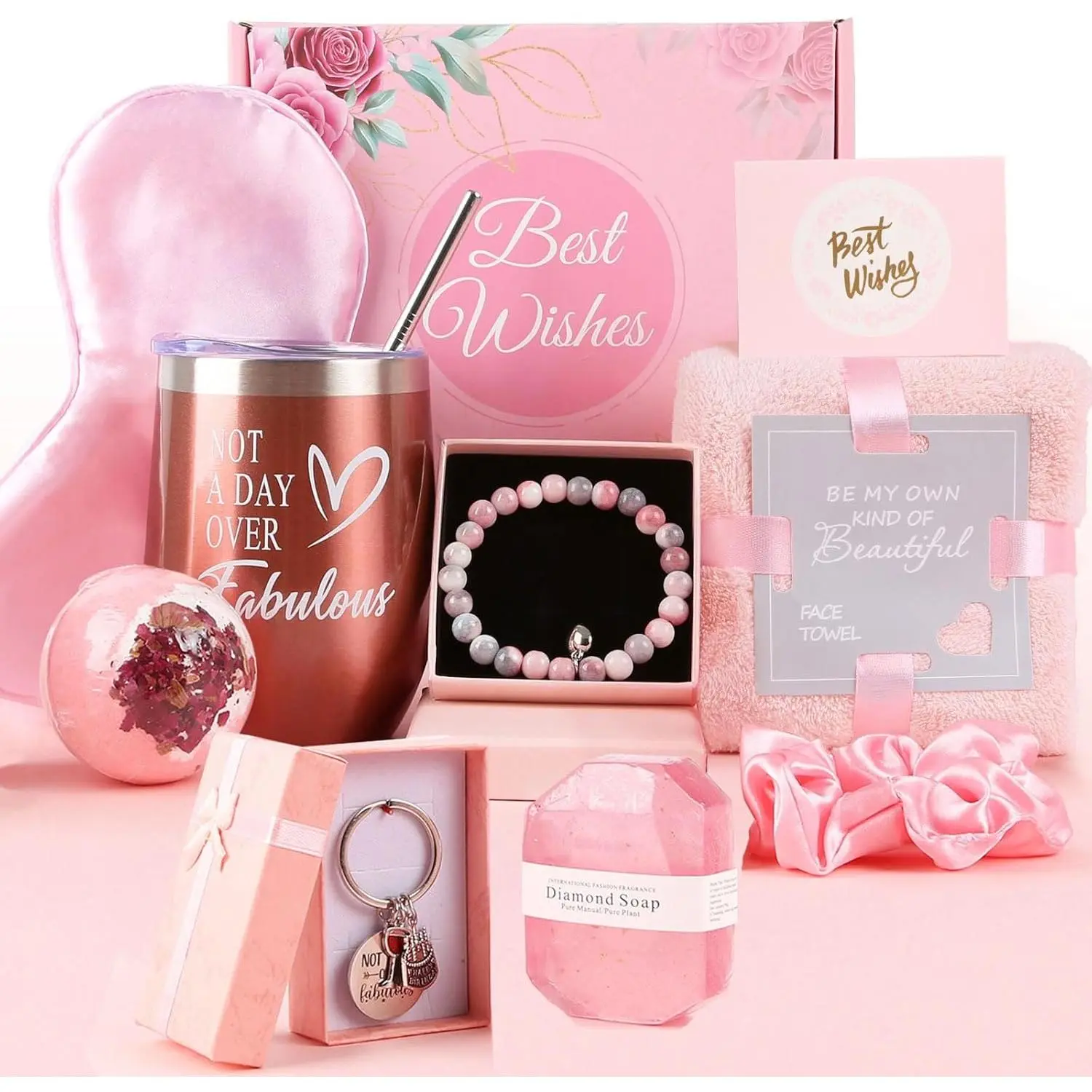 Birthday Gifts for Women, Personalised Female Birthday Hampers Basket for Girls, Best Friends, Mum, Wife, Sister, Daughter, Unique Insulated Wine Tumbler Presents for Christmas, Wedding,Anniversary