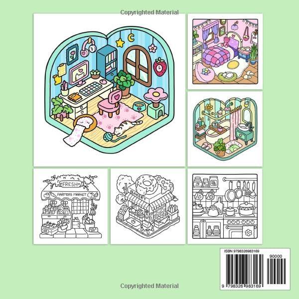 Little Corner: Coloring Book for Adults and Teens, Super Cute Designs of Cozy, Hygge Spaces for Relaxation (Cozy Spaces Coloring) Paperback 4