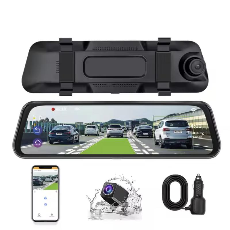 DIVEYE - 9.66-inch Touch Screen Dashcam / Mirror (Front 4K and Rear 1080P) + ADAS and BSD Functions 0