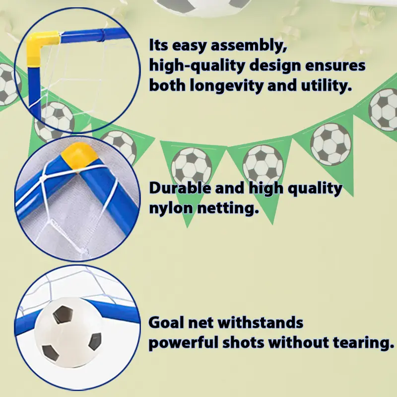 Koolbitz Portable Large Instant Football Goal Set with Ball and Pump, Outdoor Indoor Kids Fun Activity Soccer Football Set, Kids Football Goal Net Ball Pump Pegs Football Training Set 5