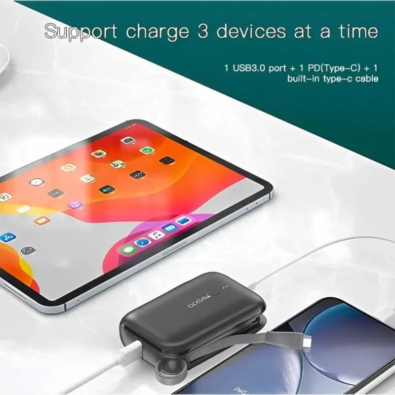 YESIDO YP18 22.5W Mini PD 20W LED Fast Charging 10000mAh Power Bank for Phone Accessories Cable Compact Portable Smartphone Devices Charger Chargeable 1