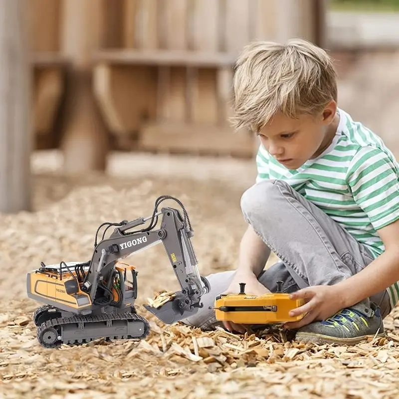 Remote Control Excavator Toy with 11-Channel Alloy Metal Construction, 2.4GHz Wireless, USB Rechargeable 18650 Lithium Battery, Weather-Resistant, Operating Voltage ≤36V, for Kids 14+ Years 7