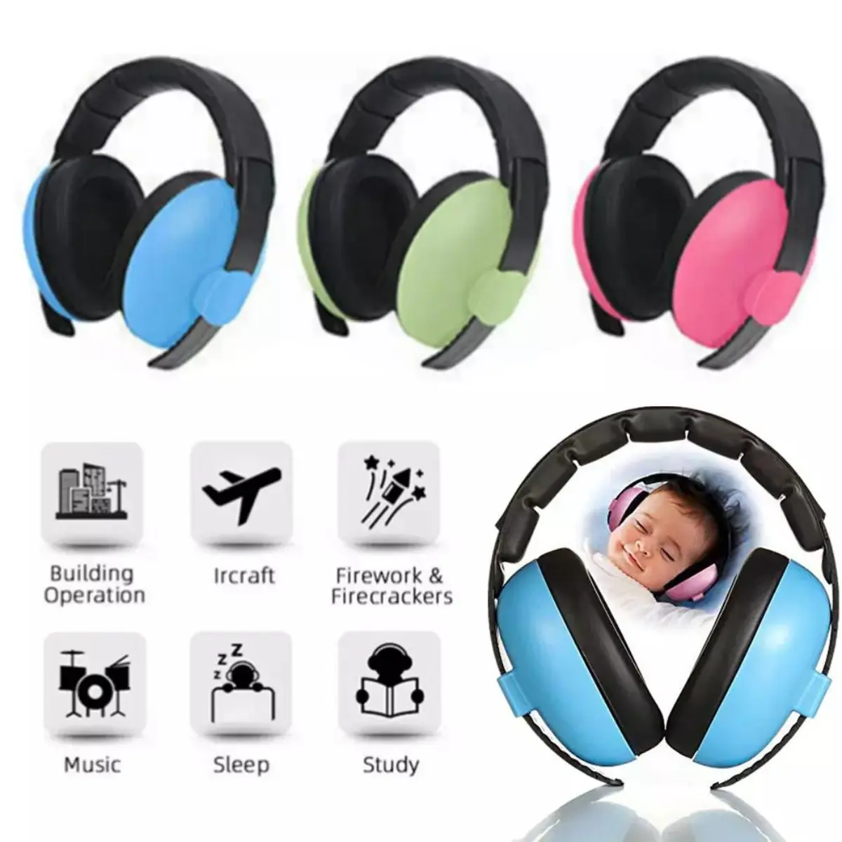 Kids' Ear Defenders | Noise-Cancelling Earmuffs | Hearing Protection for Children Baby Earmuffs Child Noise Reduction Infant Ear Protection Comfortable Ear Defenders Adjustable Earmuffs Soft Ear Protection Lightweight Earmuffs