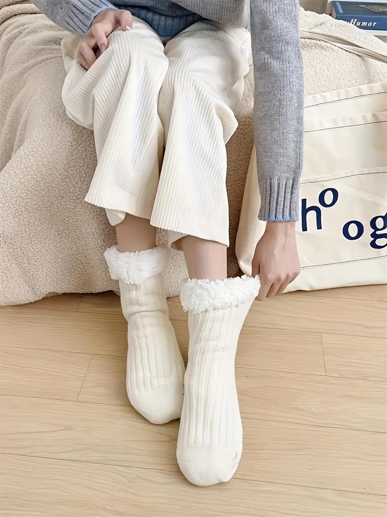 Product Introduction of 1/2 Pairs Extra Thick Plush Slipper Socks, Anti-slip Gifts Indoor Floor Socks For Fall & Winter, Women's Stockings & Hosiery 1