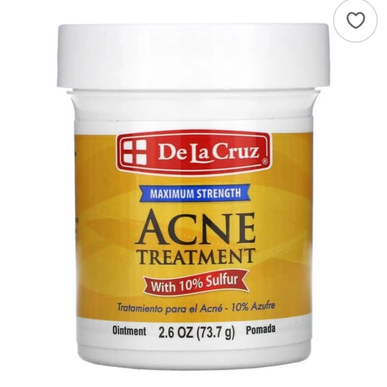 De La Cruz Acne Skincare ointment with 10% sulphur 73.3G