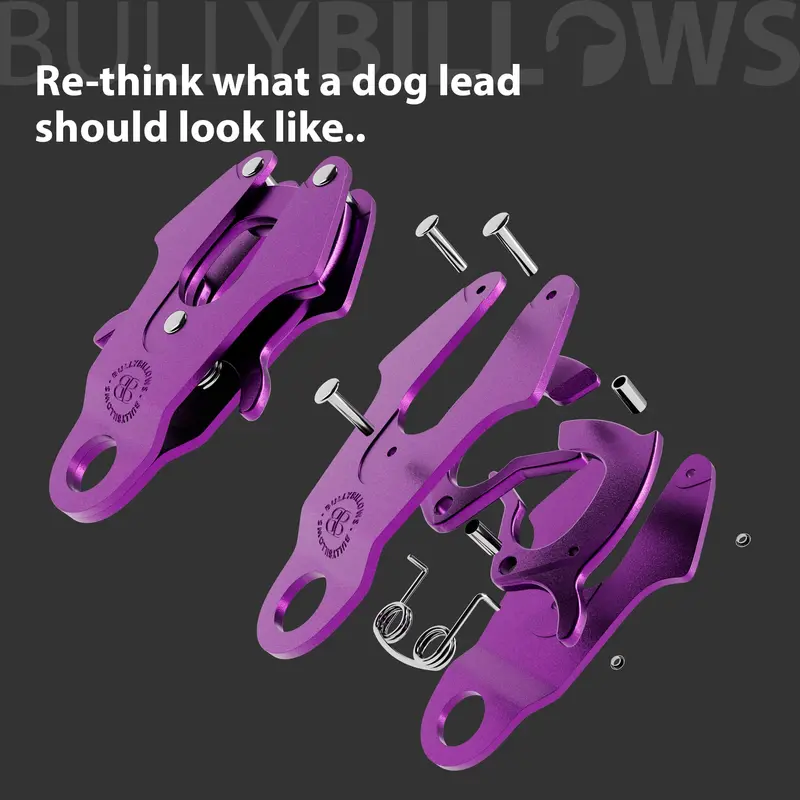 BullyBillows 1.4m Lighter Swivel Combat Dog Lead | Anti-Tangle & Secure Clip - Purple x Metal Grey 1