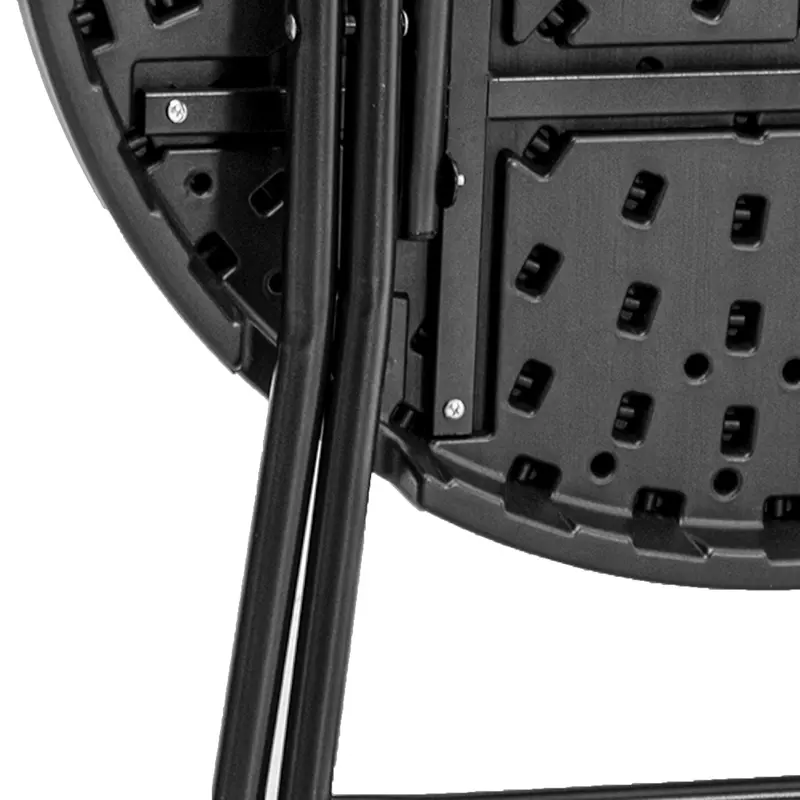 Outsunny Foldable Round Garden Table for 4, Outdoor Dining Table with HDPE Tabletop and Steel Frame, 80 x 80 x 73 cm, Dark Grey 8