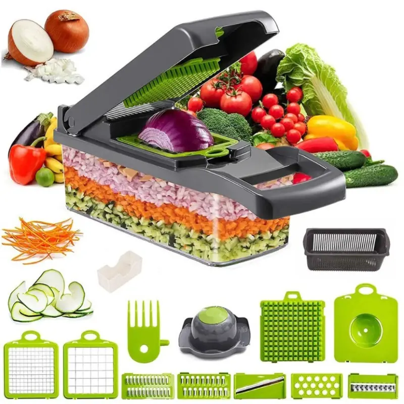 16 in 1 Vegetable Chopper, Salad Fruit Vegetable Food Chopper Slicer Peeler