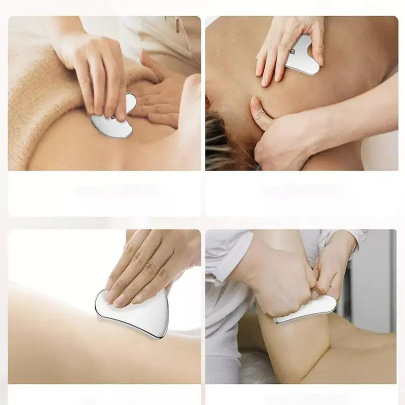 Gua Sha Facial Tools, Stainless Steel Gua Sha, Metal Gua Sha for Jawline Sculpting , Gua Sha Stainless Steel Tool, Skin Care (Silver) Soothing Comfort 5