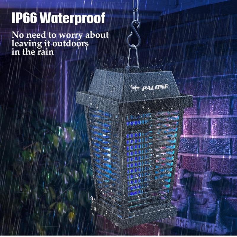 PALONE Solar Fly Killer 4500V Fly Zapper Two Charging Modes of Solar & Type-C Electric Bug Zapper with Fireproof ABS Material for Garden Outdoor and Indoor Electric Insect Killer for Mosquitoes 5