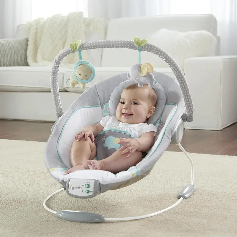 Soothing Baby Bouncer Chair with Soothing Vibrating Infant Seat, Morrison - 8 Melodies, Removable Toy Bar with 2 Plush Toys, Volume Control, 3-Point Harness, Newborn 0-6 Months 1