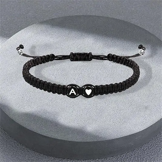 Woven Alphabet Bracelet, Women's Heart Initial Bracelet for Mom Daughter Birthday, Christmas Gift 2