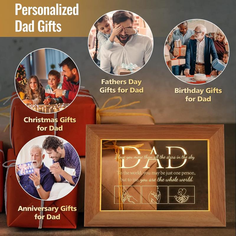 Fathers Day for Dad Birthday Gifts from Daughter Son, Christmas Dad Gifts for Men Night Light Frame with Grateful Sayings Gifts for Daddy Dad Gifts for Birthday Christmas Presents [Energy Class F] Fathers Day Best Trending Gift 4
