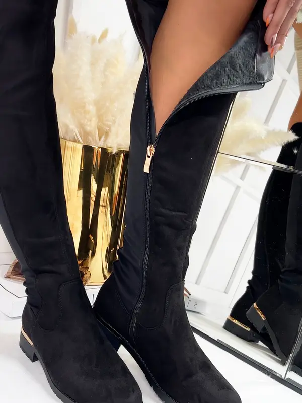 Calista Long Zippped Knee High Boots in Black 8